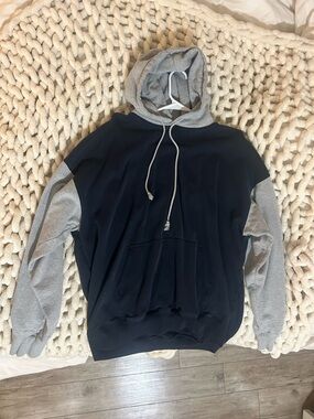 Brandy Melville navy and grey hoodie